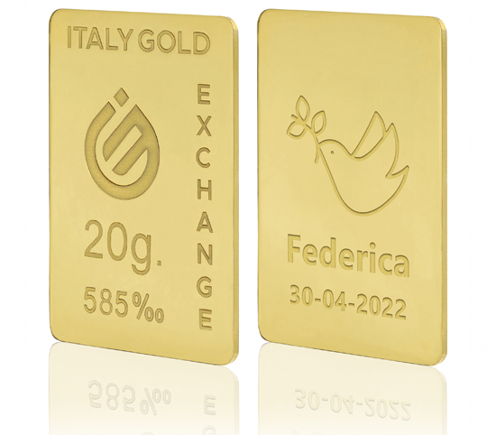 Gold ingot gift for Confirmation  - 14Kt - 20gr IGE GOLD